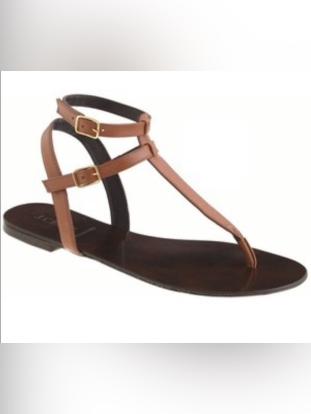 J. Crew Tabbie T-Strap Sandals with Gold Buckles. leather . Size 8